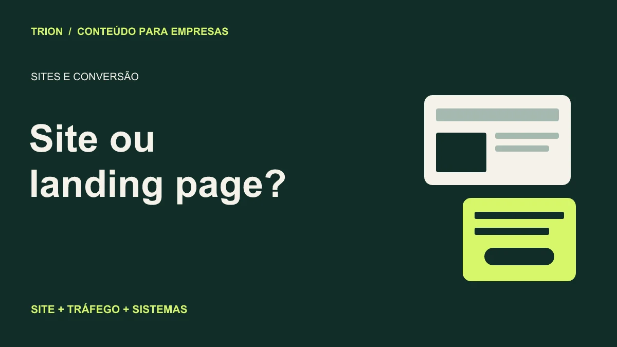 Ilustração editorial TRION: Site ou landing page: qual faz sentido para sua empresa?